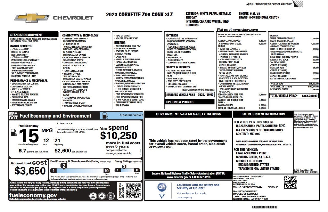 2023 Chevrolet Corvette Z06 3LZ